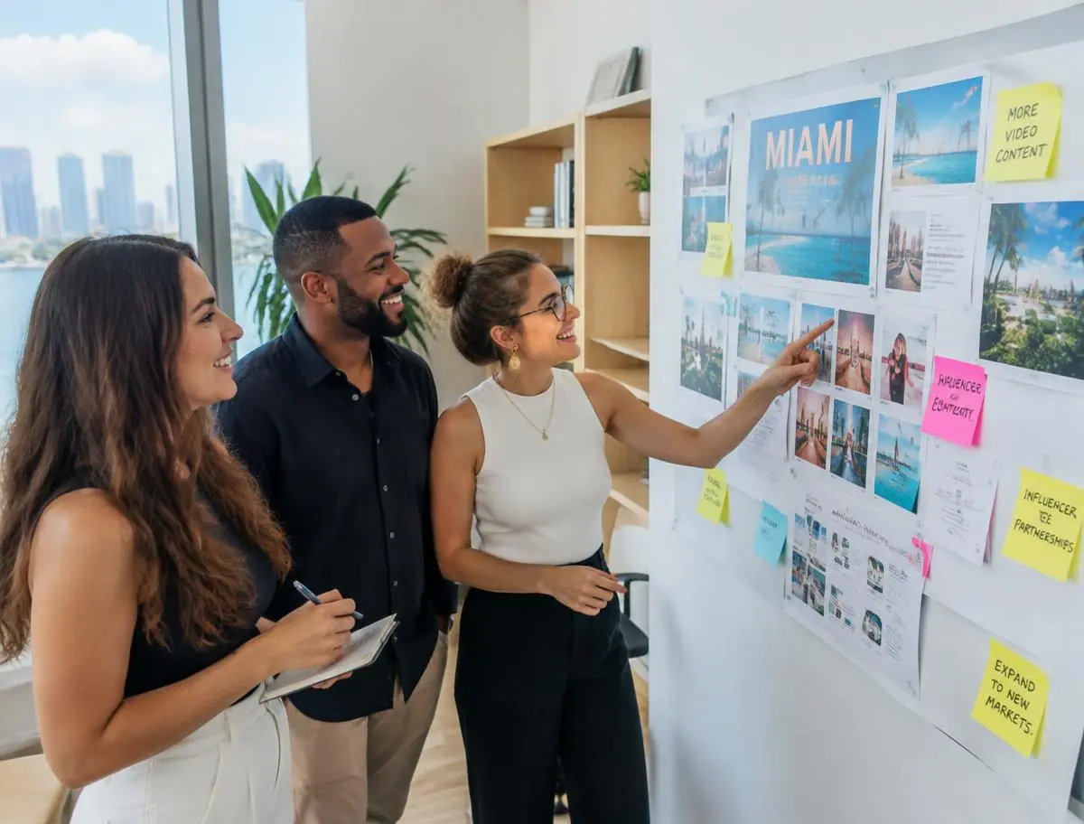 Design team reviewing a marketing campaign